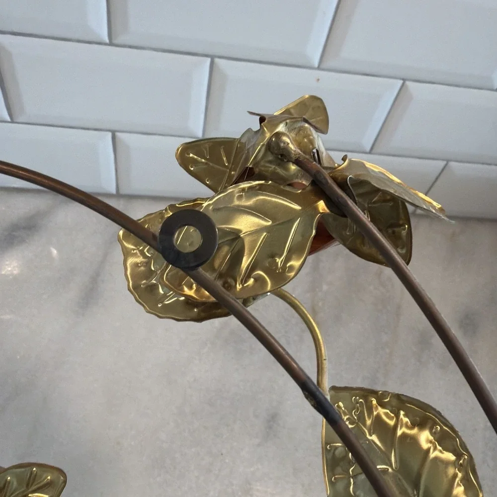 Set Of 2 Homeco Vintage Brass Roses on with Butterflies Wall Hanging GW994